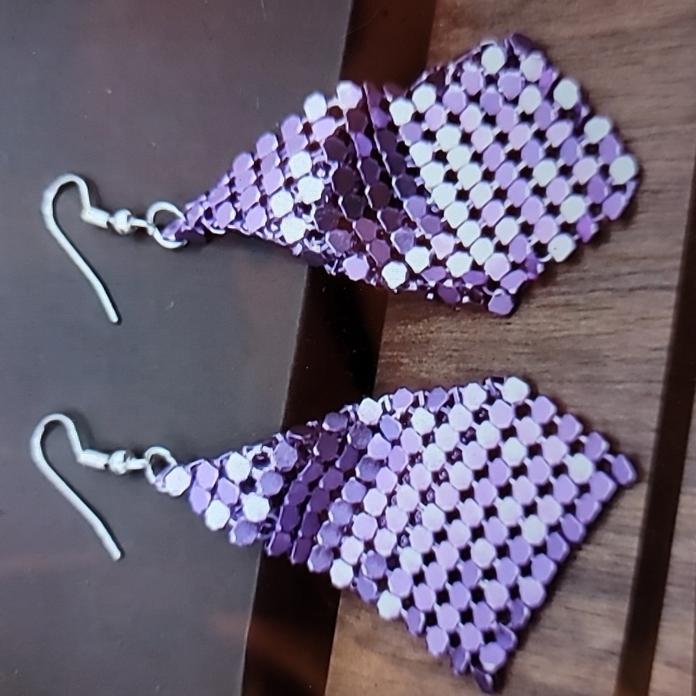 Sequin Purple Long Tassel Earrings